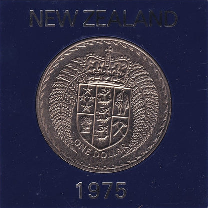 1975 New Zealand $1 Coin - Shield of Arms Series
