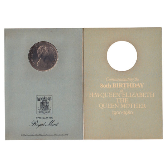 1980 United Kingdom 25 Pence - Queen Mother's 80th Birthday Commemorative - Uncirculated in Card