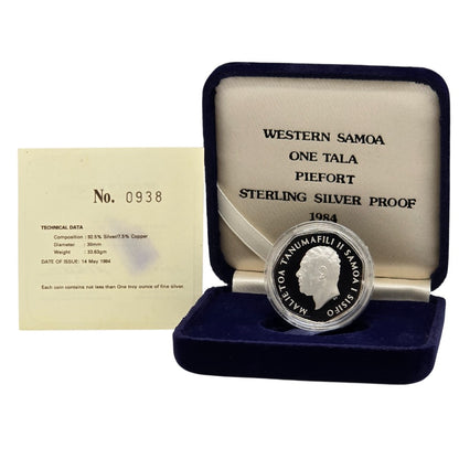 1984 Samoa - 1 Tala Silver Proof Piedfort Coin