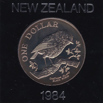 1984 New Zealand $1 Coin - Black Robin