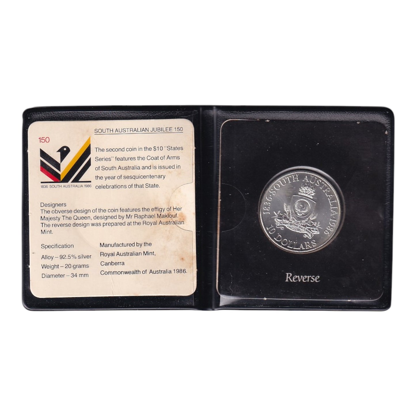 1986 $10 Silver Uncirculated Coin - State Series - South Australia