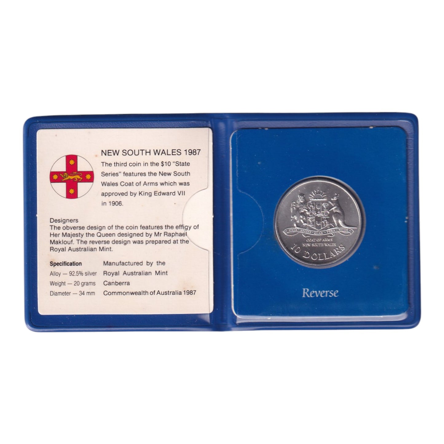 1987 $10 Silver Uncirculated Coin - State Series - New South Wales