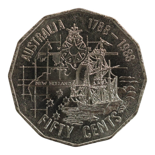 1988 50c Coin - Commemorating the Australian Bicentenary - Uncirculated