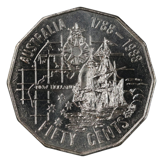 1988 50c Coin - Commemorating the Australian Bicentenary - Uncirculated