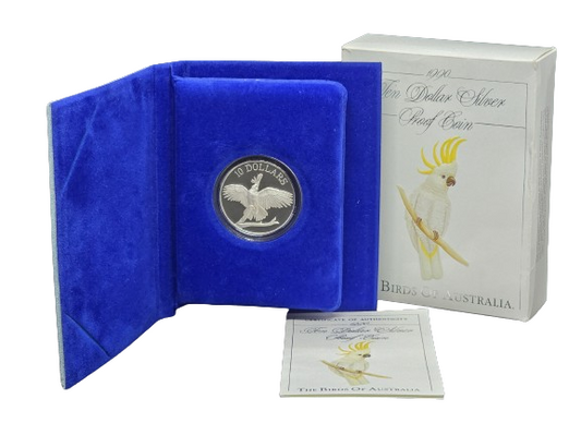 1990 $10 Silver Proof Coin - The Birds Of Australia Series - Sulphur-Crested Cockatoo