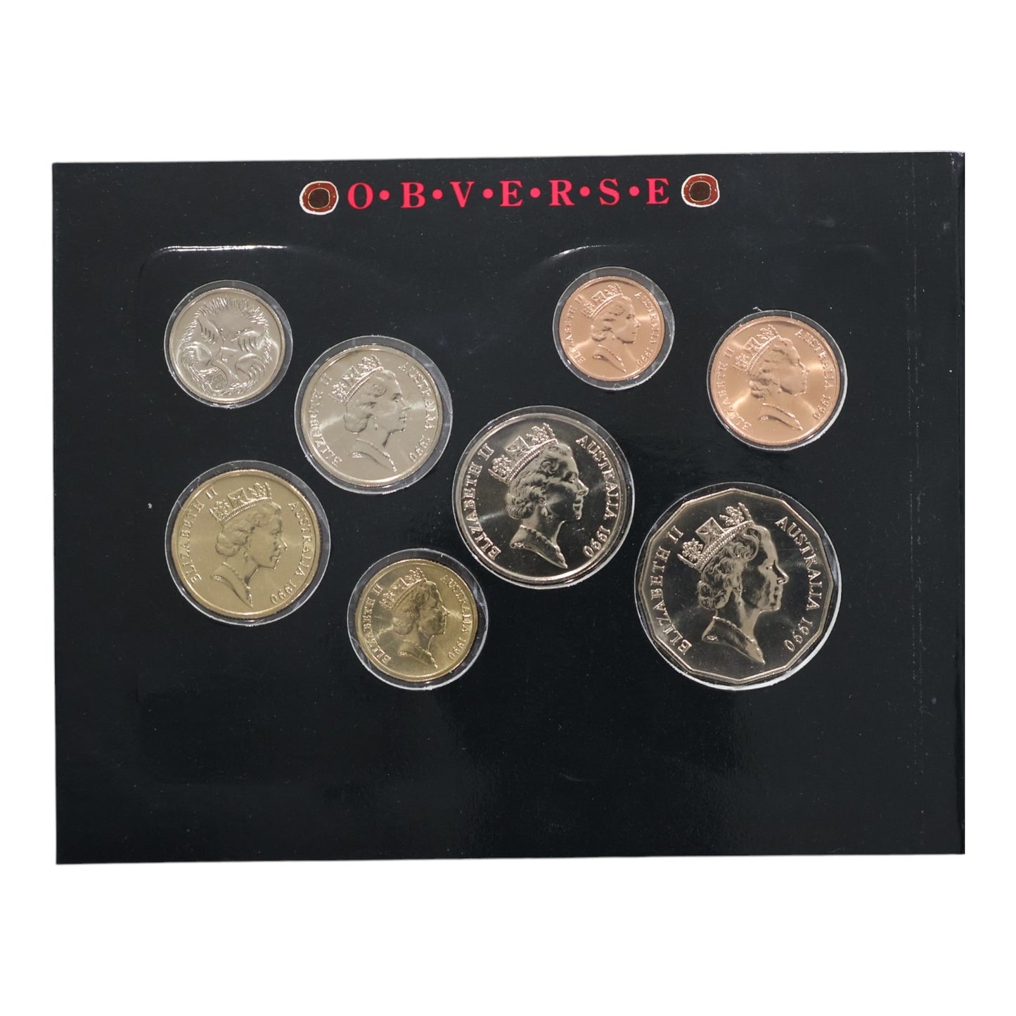 1990 Royal Australian Mint Uncirculated Coin Set - Error Set - Reversed 5c Coin