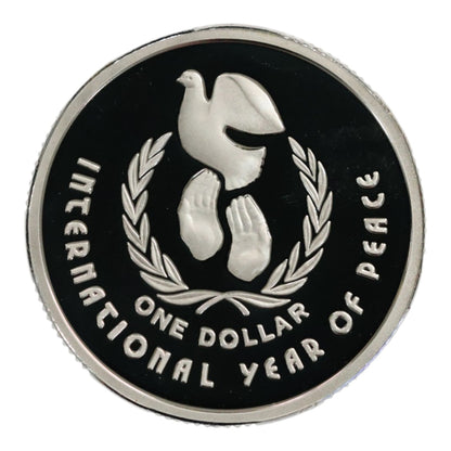 1990 $1 "International Year of Peace" Silver Proof