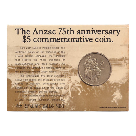 1990 $5 Coin - ANZAC 75th Anniversary