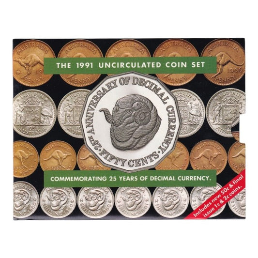 1991 Royal Australian Mint Uncirculated Coin Set - 25th Anniversary of Decimal Currency