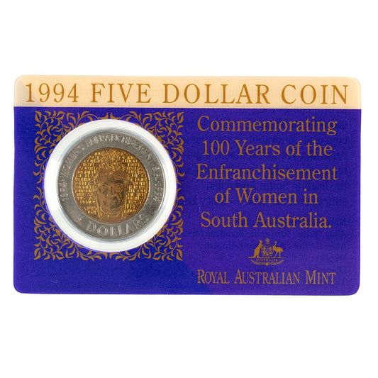 1994 Australian $5 Coin - Enfranchisement of Women - Bi-Metal Uncirculated