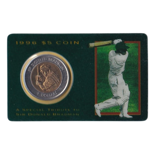 1996 $5 Coin - Sir Donald Bradman Tribute in Westpac Sleeve