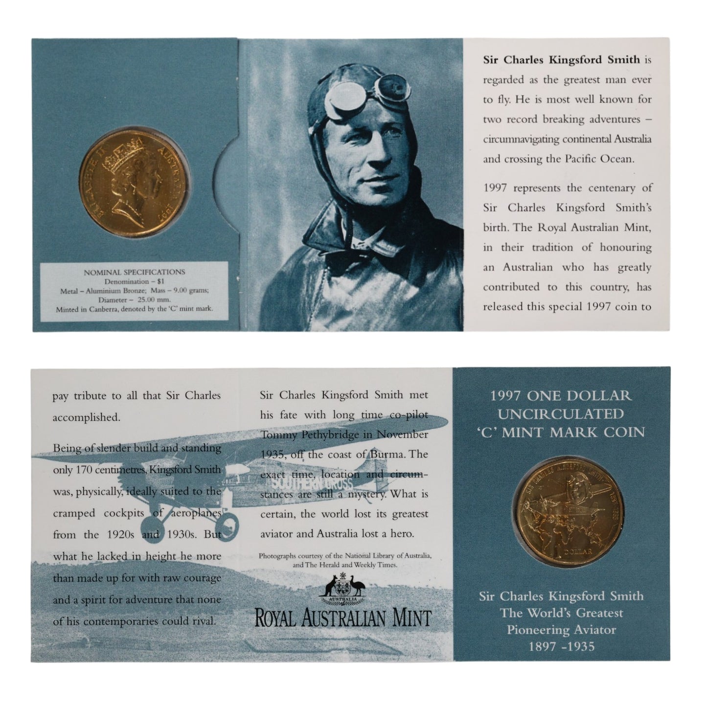 1997 $1 Coin - 100th Anniversary of Sir Charles Kingsford Smith