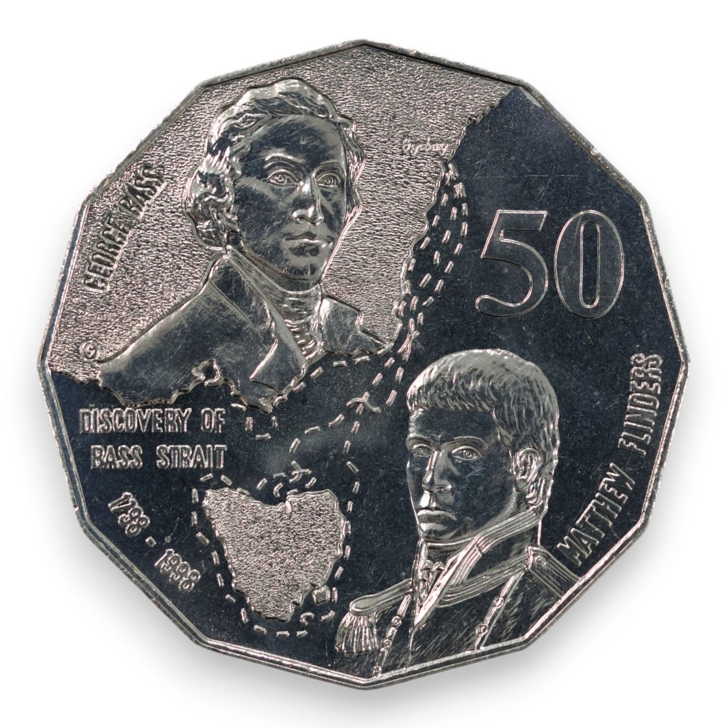 1998 50c Coin - Bass & Flinders - Uncirculated (Toned)