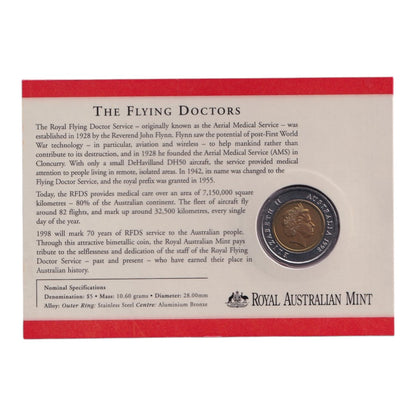 1998 $5 Coin - 70th Anniversary of the Royal Flying Doctor Service with Telstra Phonecard