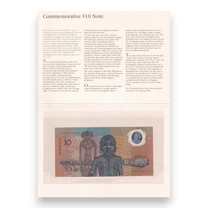 1988 Australian $10 Note - Bicentennial Overprinted Note in NPA Folder - A01(a)