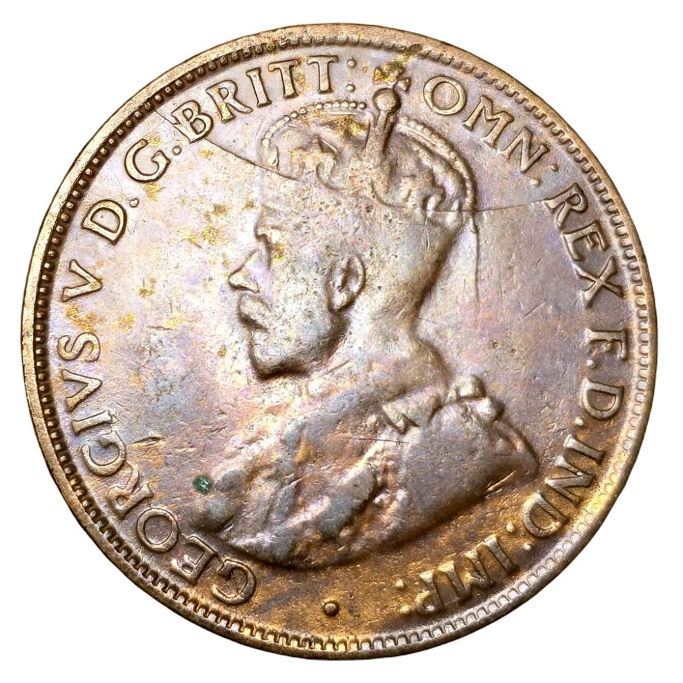 1926 Australian Half Penny Retained Broken Die on Obverse Very Goo
