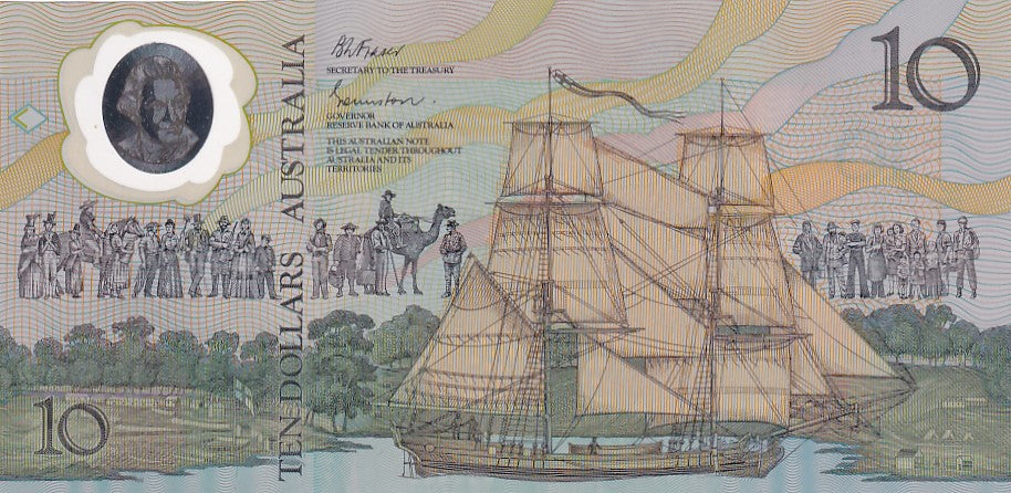 1988 Australian $10 Note - Bicentennial - AB 24318309 - Johnston/Fraser - R310b - Reissue - Uncirculated