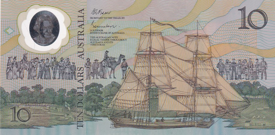 1988 Australian $10 Note - Bicentennial - AB 24318311 - Johnston/Fraser - R310b - Reissue - Uncirculated