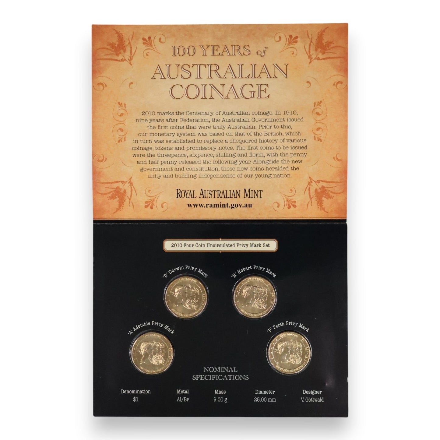2010 $1 Centenary of Australian Coinage – Complete 8-Coin Master Bundle ('CBMS' & 'ADHP' Sets)