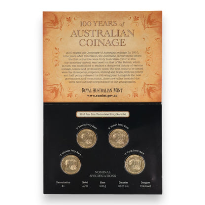 2010 $1 Centenary of Australian Coinage – Complete 8-Coin Master Bundle ('CBMS' & 'ADHP' Sets)