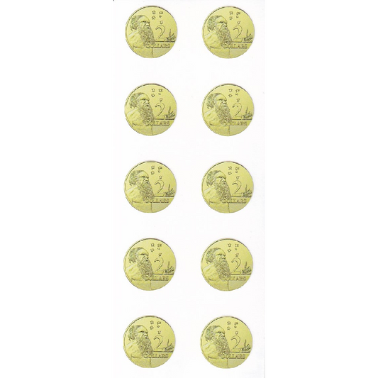 $2 Coin Tube Stickers - 10 Pack - Multiple Types Available