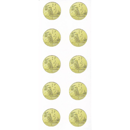 $2 Coin Tube Stickers - 10 Pack - Multiple Types Available