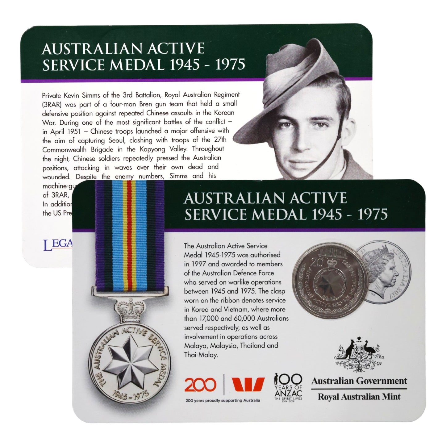 2017 Legends of the ANZACs: Medals of Honour (Individual Coincards)