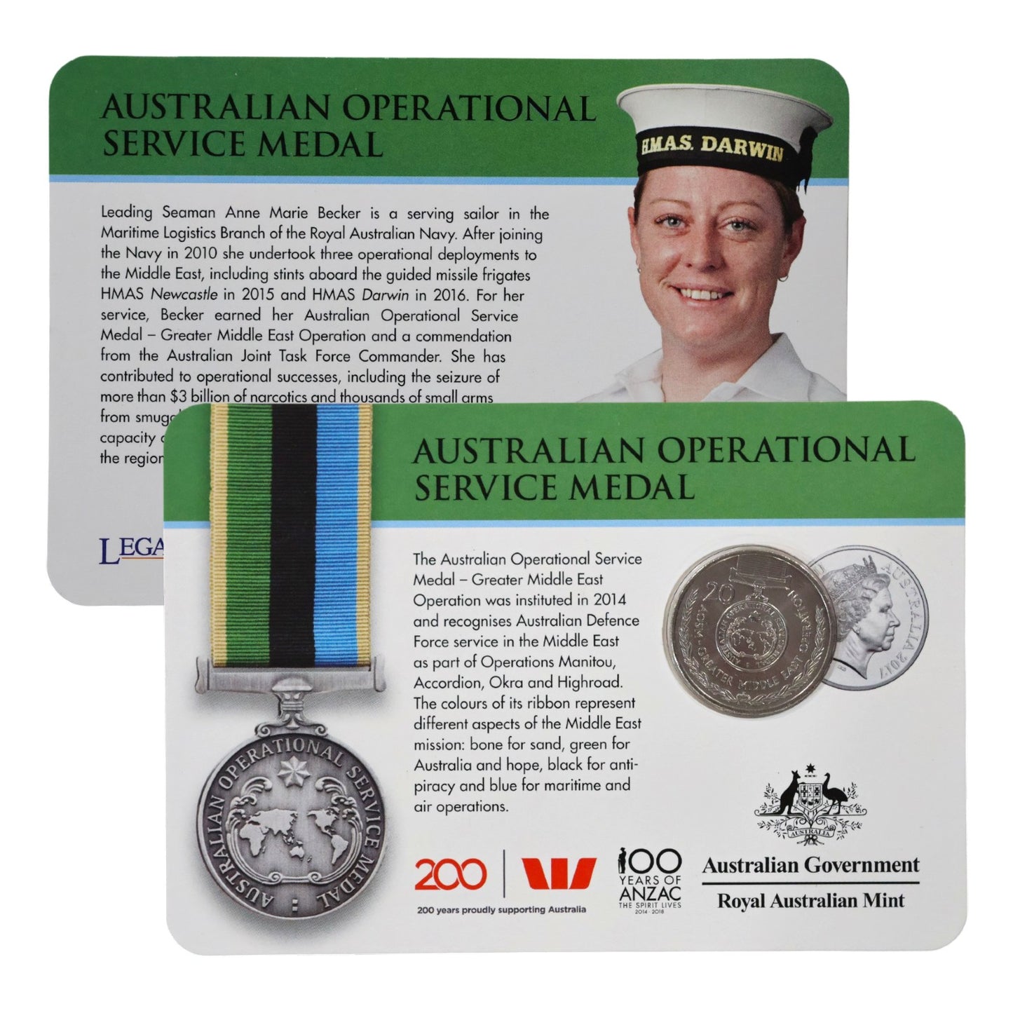 2017 Legends of the ANZACs: Medals of Honour (Individual Coincards)
