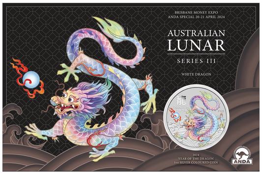 2024 Brisbane ANDA Money Expo - Perth Mint Australian Lunar Series III 1oz Coloured Dragon