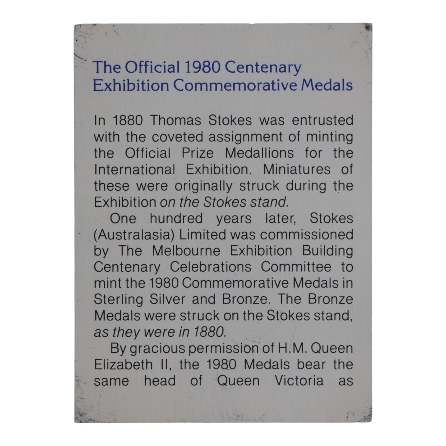 1980 Melbourne International Centenary Exhibition Medal Set – Stokes (A/Asia) Ltd