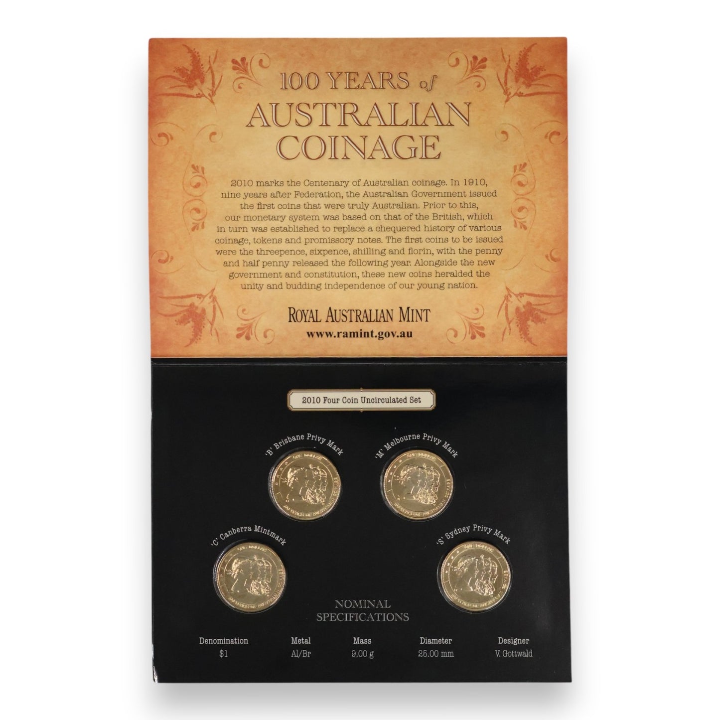 2010 $1 Centenary of Australian Coinage – Complete 8-Coin Master Bundle ('CBMS' & 'ADHP' Sets)