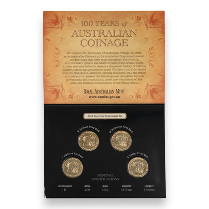 2010 $1 Centenary of Australian Coinage – Complete 8-Coin Master Bundle ('CBMS' & 'ADHP' Sets)