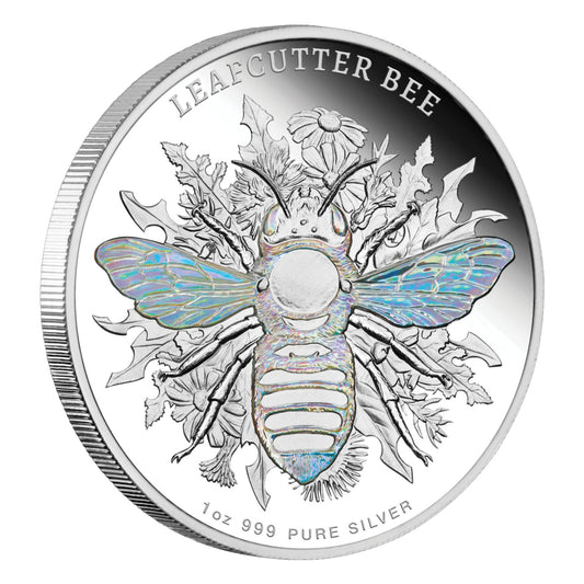 2026 Australian Native Bees - Leafcutter Bee 1oz Silver Proof Hologram Coin
