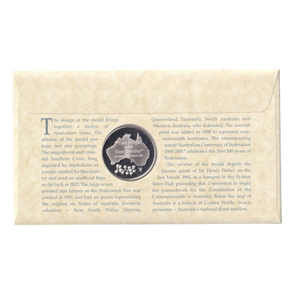 2001 The Centenary of Federation Silver Proof Medallic First Day Cover - Franklin Mint