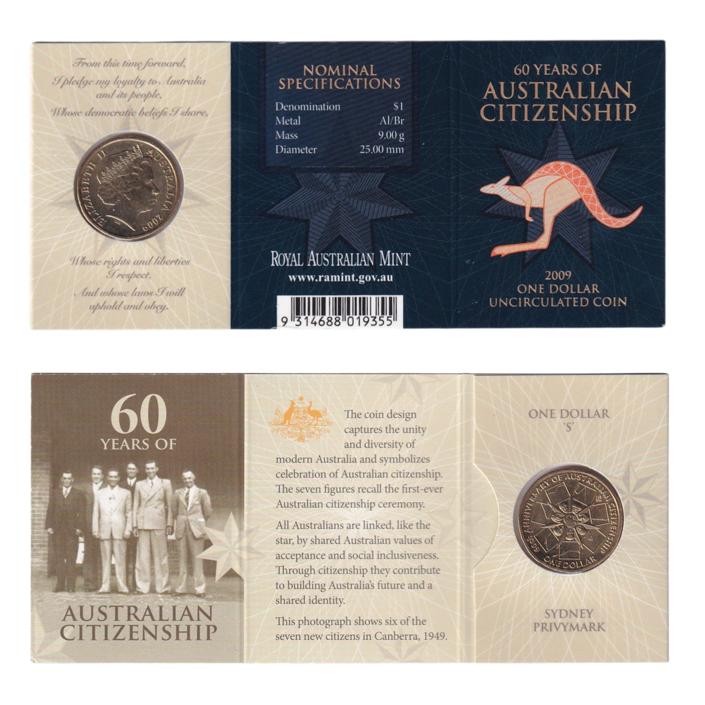 2009 $1 Coin - 60 Years of Australian Citizenship