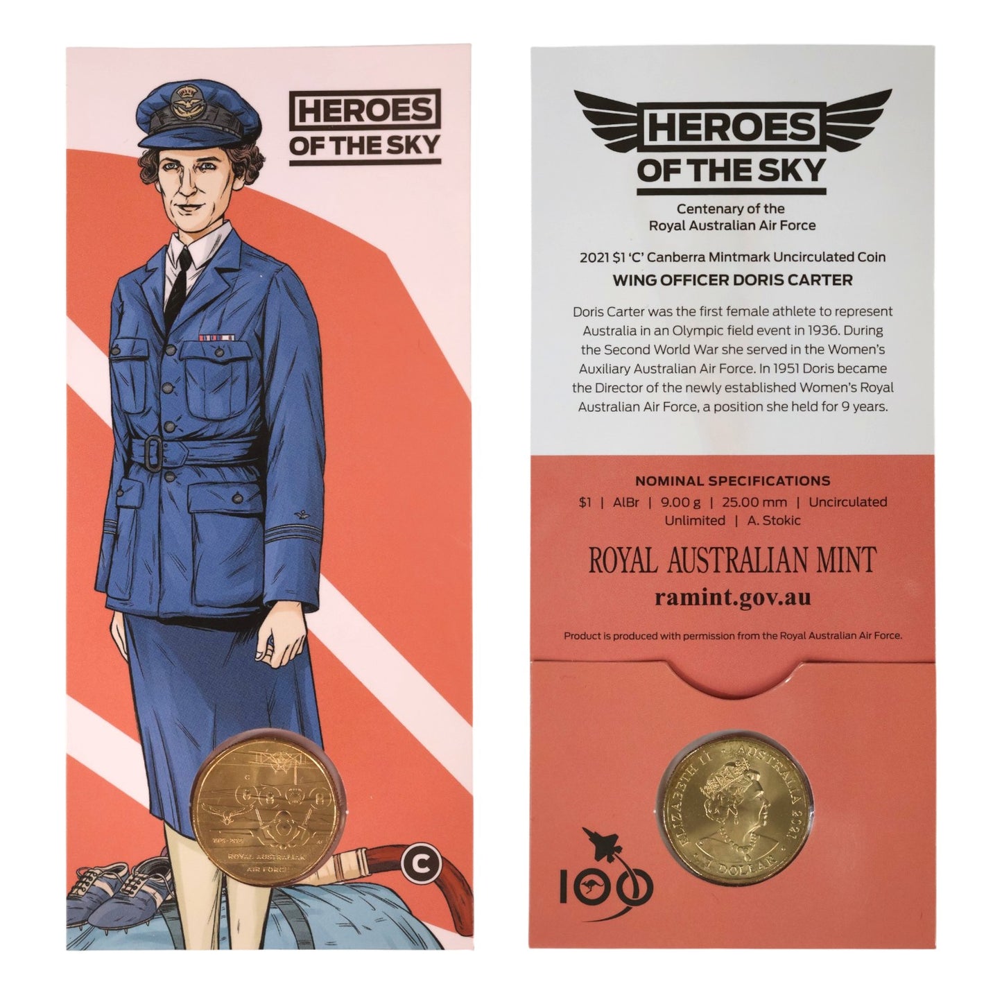 2021 $1 Coin - Heroes of the Sky - RAAF Centenary - 'C' Mintmark