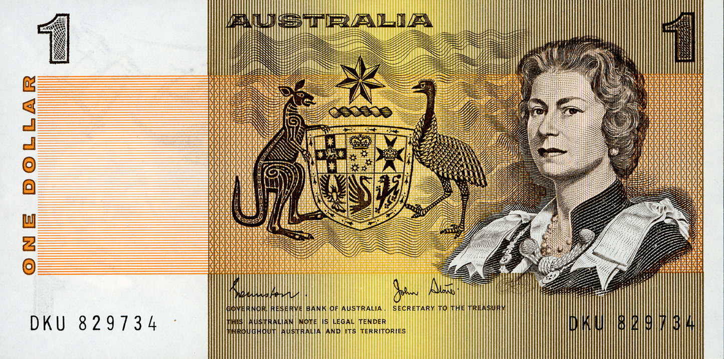 1982 Australian 1 Dollar Note - DKU 829734 - Johnston/Stone - R78 - About Uncirculated