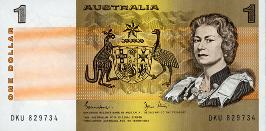 1982 Australian 1 Dollar Note - DKU 829734 - Johnston/Stone - R78 - About Uncirculated