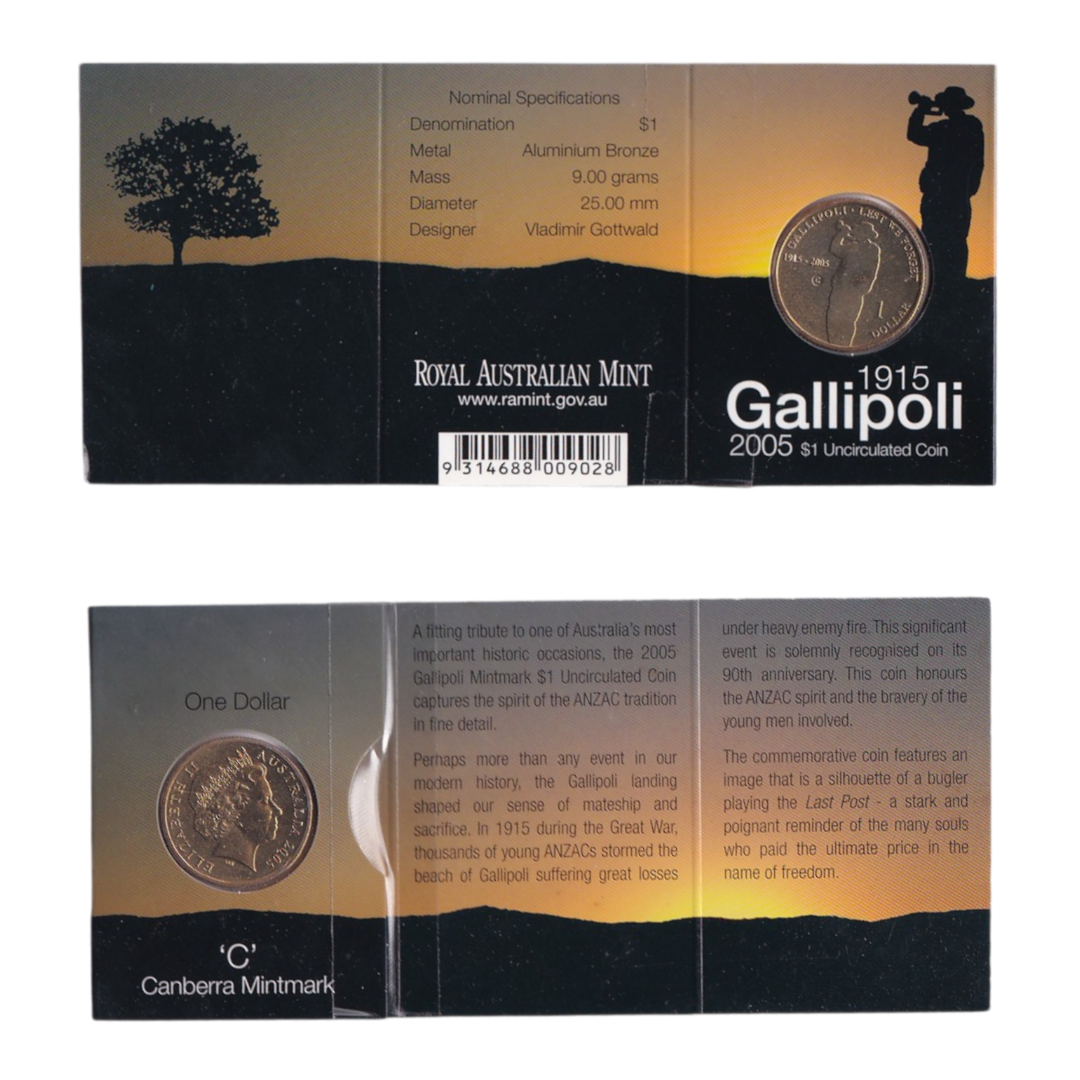 2005 $1 Coin - 90th Anniversary Gallipoli Landing 1915-2005