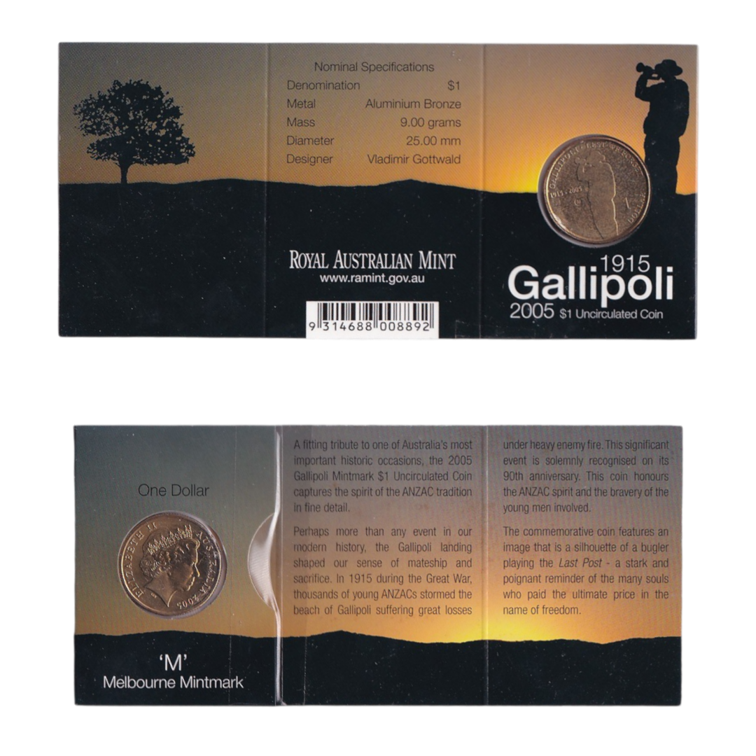 2005 $1 Coin - 90th Anniversary Gallipoli Landing 1915-2005
