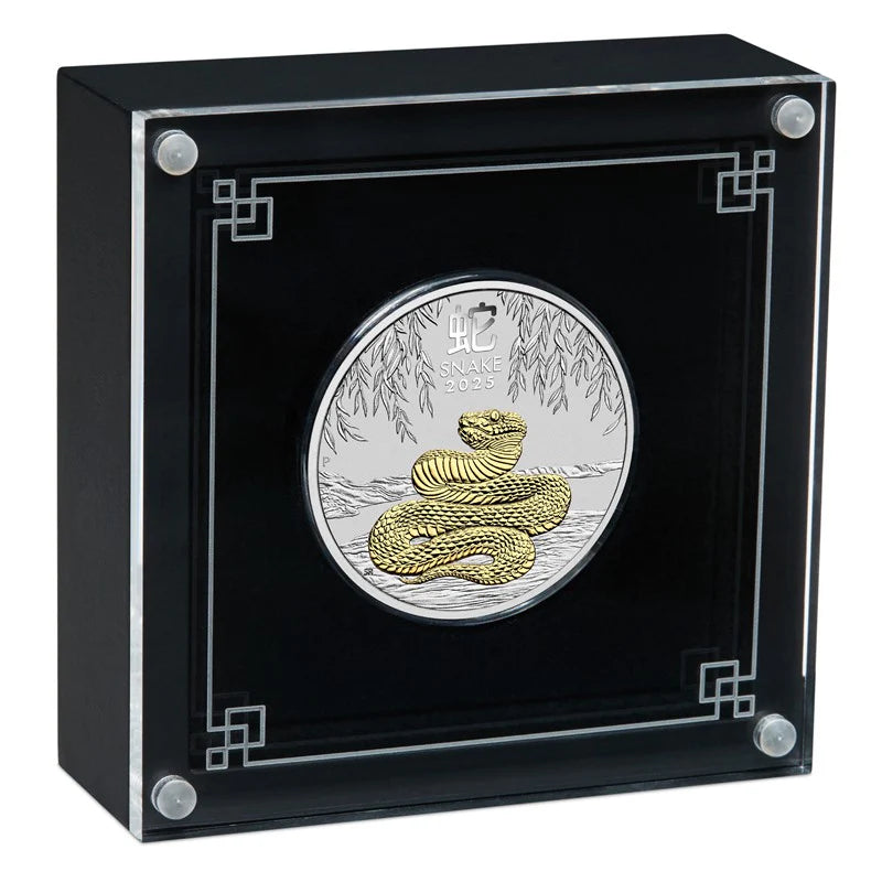 2025 $1 Gilded 1oz Fine Silver Coin - Year of the Snake