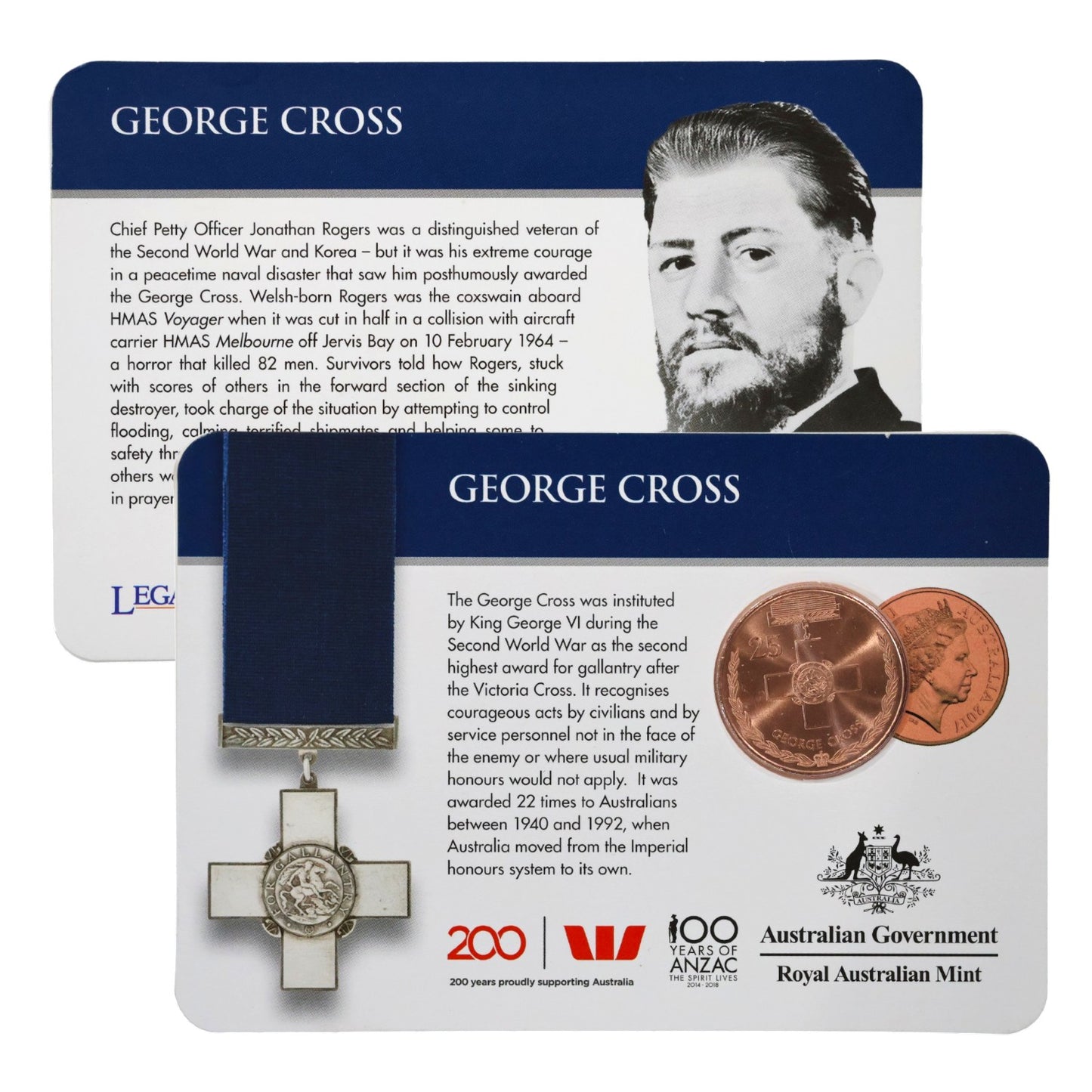 2017 Legends of the ANZACs: Medals of Honour (Individual Coincards)