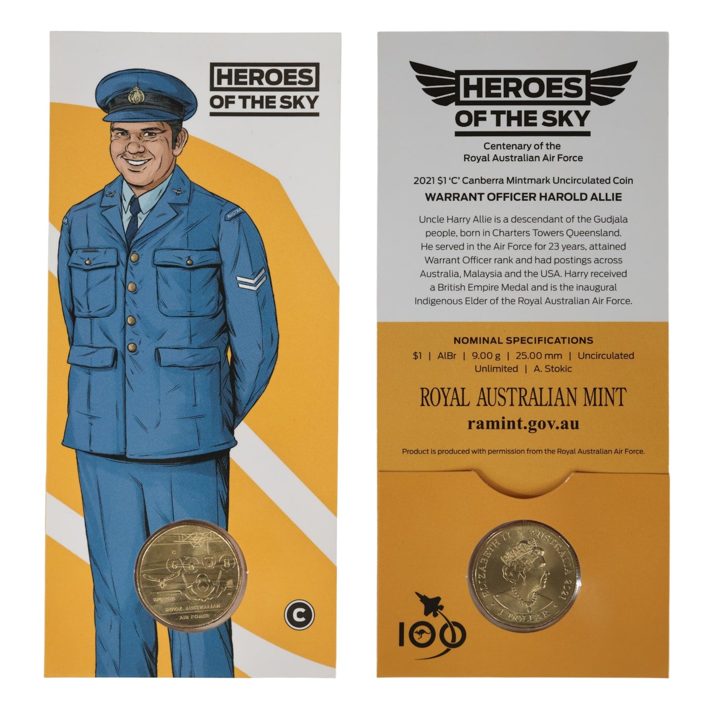 2021 $1 Coin - Heroes of the Sky - RAAF Centenary - 'C' Mintmark