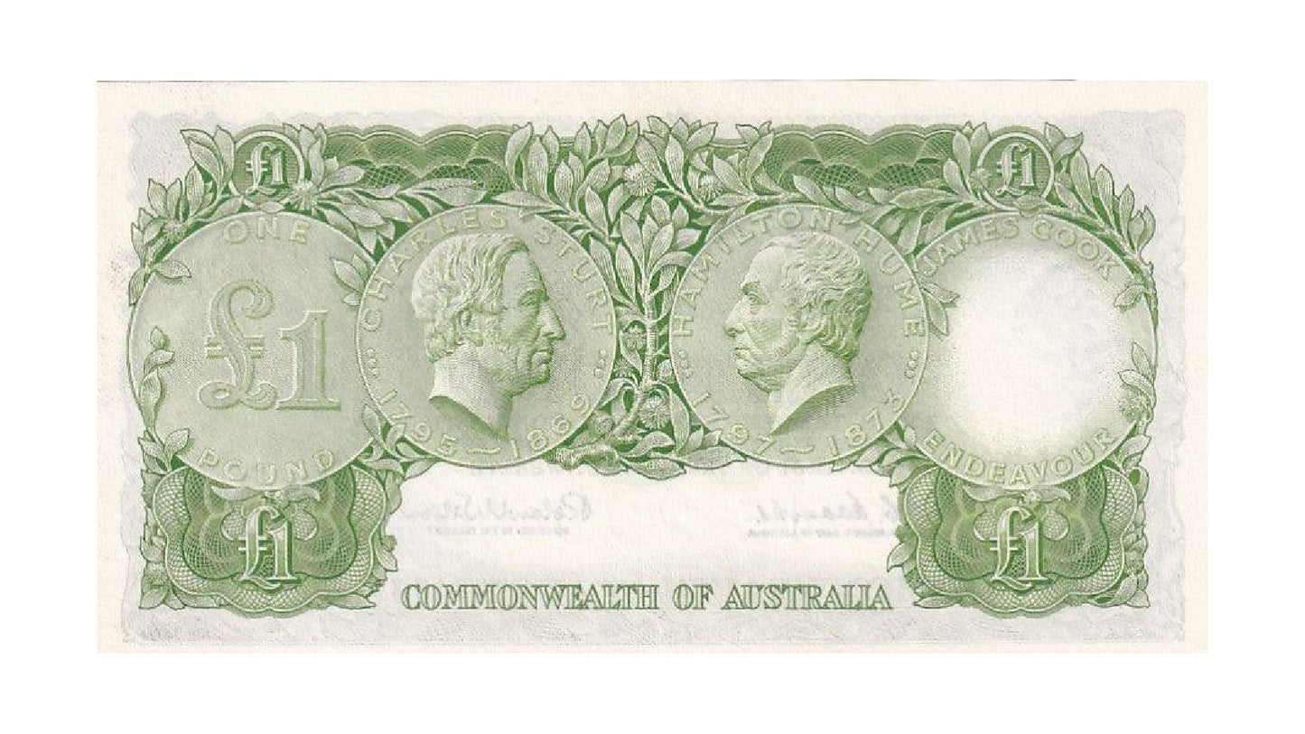 1961 Australian £1 Note - HF98 511682 - COOMBS/WILSON - Reserve Bank, Dark green back - R34a - Mid-Range Prefix - Uncirculated