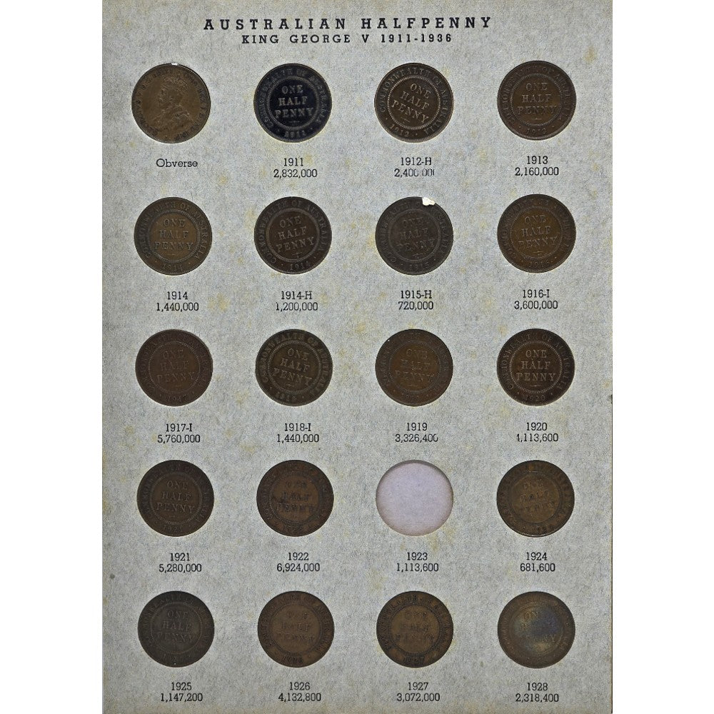 Australian Half Penny Collection - 1911 to 1964 (exc. 1923) - DANSCO Album