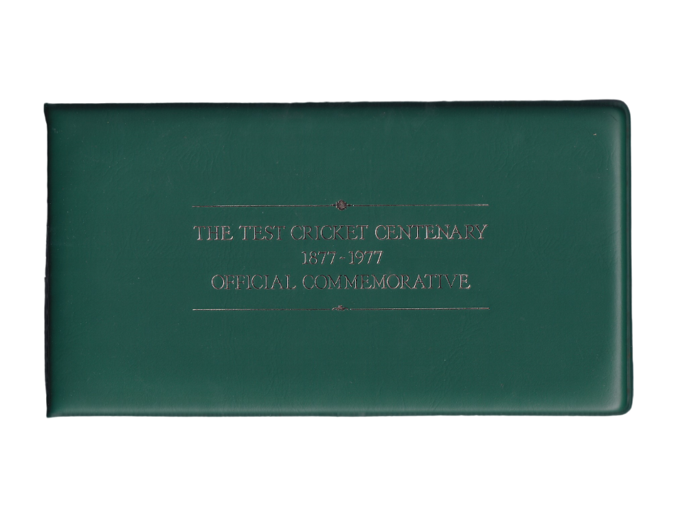 1977 Test Cricket Centenary - 1877-1977 First Day cover & Sterling Silver medal in folder