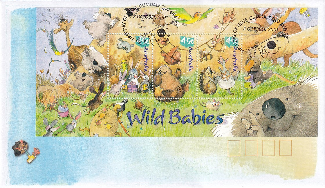 2001 Australian First Day Covers - Wild Babies - Miniature Sheet FDCs (2)