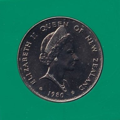 1980 New Zealand $1 Coin - Berry Portrait; Fantail