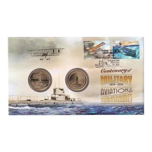 2014 Perth Mint PNC - Centenary of Military Aviation & Submarines