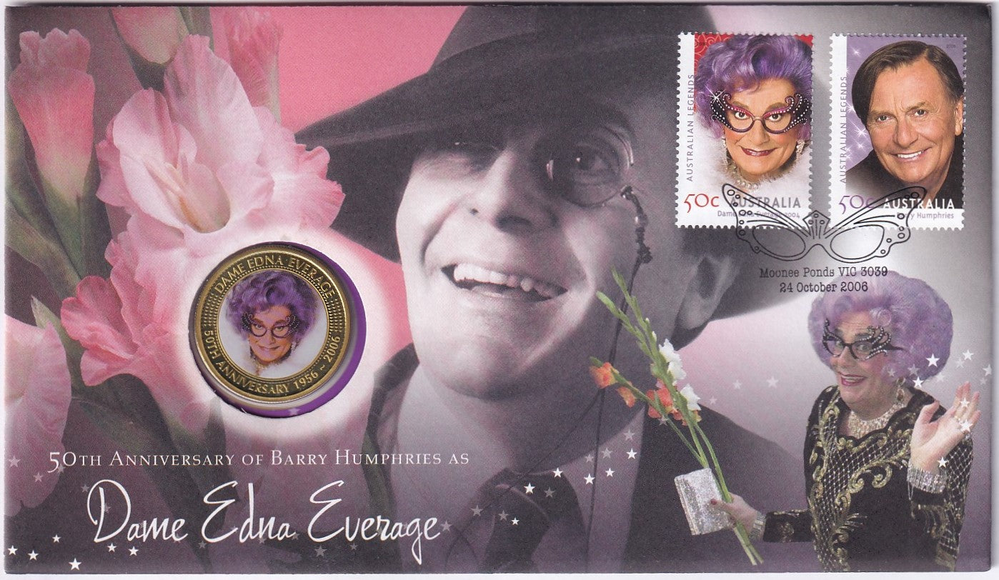 2006 Perth Mint PNC - 50th Anniversary of Barry Humphries as Dame Edna Everage